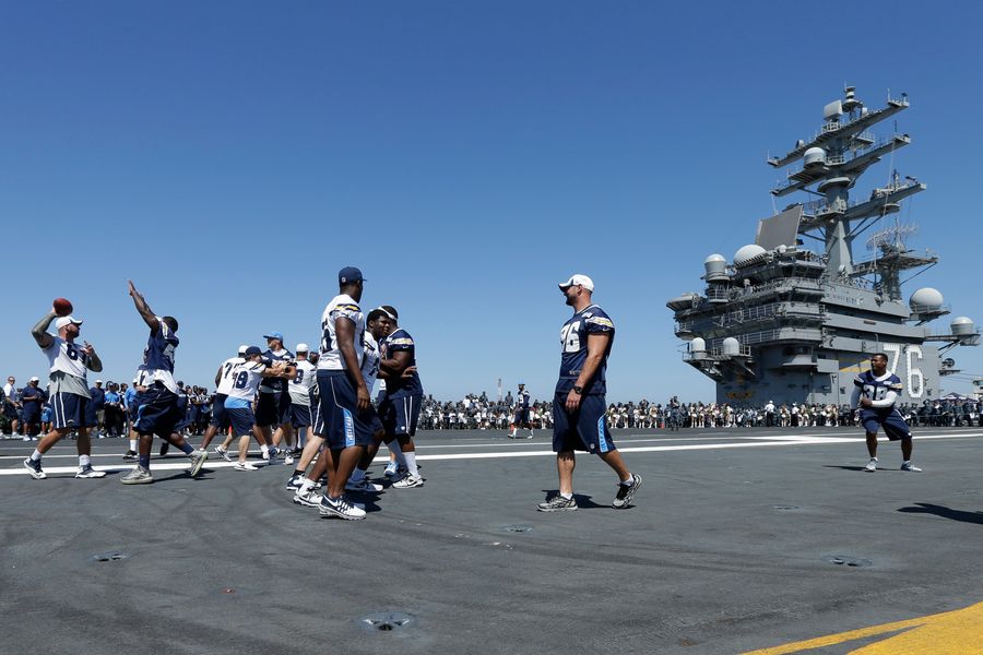 The Chargers Worked Out On An Aircraft Carrier