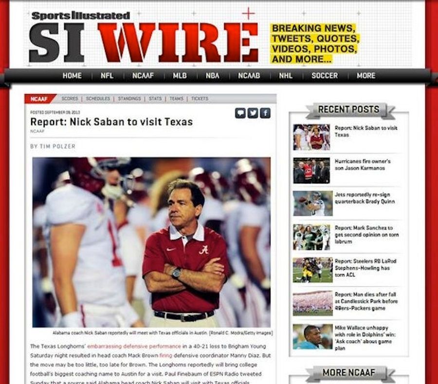 <em>Sports Illustrated</em> Falls For Satire About Nick Saban Visiting Texas