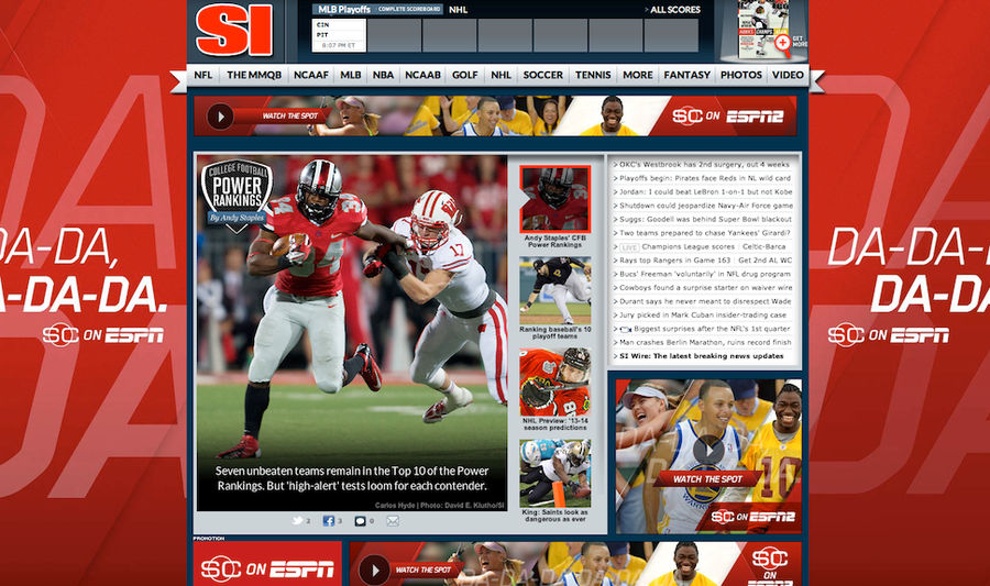 Here's Why ESPN Has A Huge Ad On <em>SI's</em> Website Today