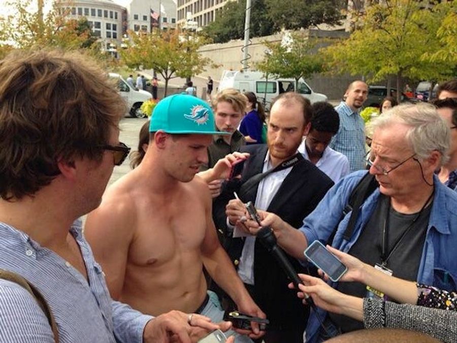 Shirtless Dolphins Bro Witnesses Capitol Shooting, Bro