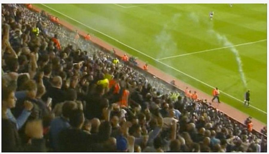 Referee Hit With Smoke Bomb Thrown By Tottenham Supporter