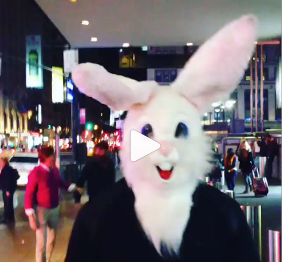 David Wilson Explores Times Square In A Rabbit Head, For Some Reason