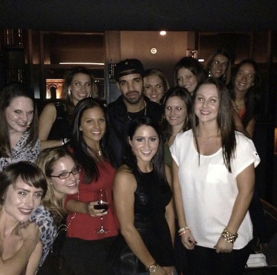 Drake Looks Thrilled To Be In Photo With Fianceé Of Eagles Player