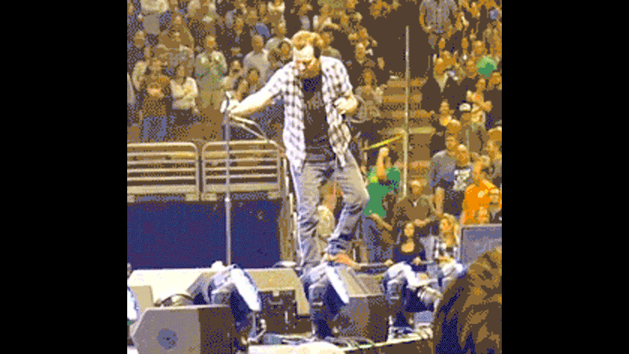 Eddie Vedder Is Mad At Those "Fuckers" In OKC For Stealing The Sonics. Also, Let's Watch Him Fall Down Over And Over Again