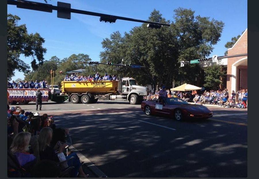 Florida Put The Players In A Dump Truck For Its Homecoming Parade
