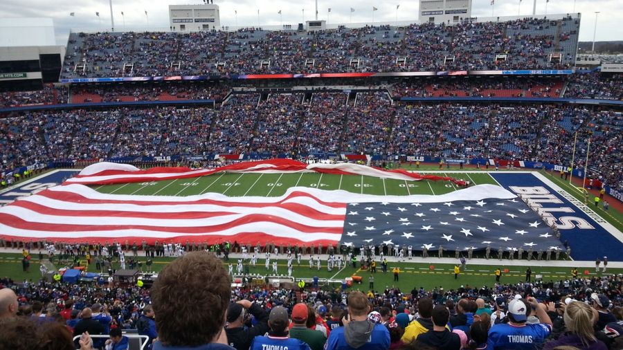 Flag Rips In Buffalo During National Anthem
