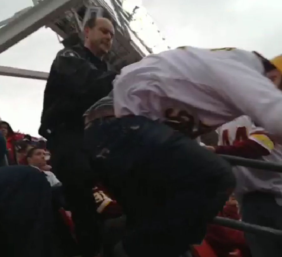 Skins Fan In &quot;Dallas Sucks&quot; Shirt Thrown Down Stairs [UPDATES]