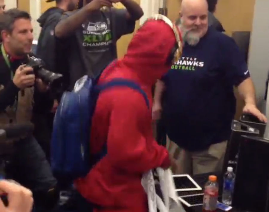Here's Marshawn Lynch Dancing In The Locker Room