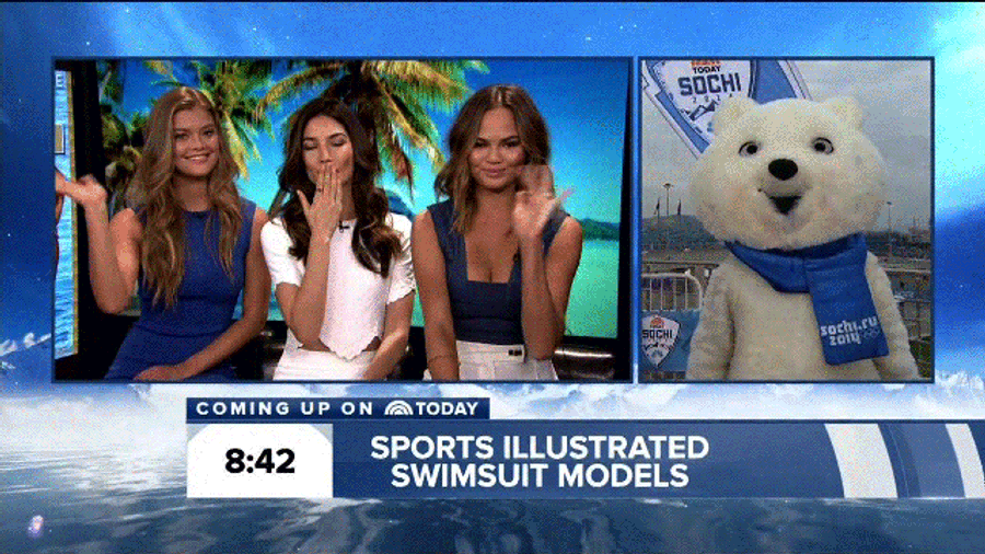 Nightmare Bear Greets Swimsuit Models With His Cold, Soulless Eyes