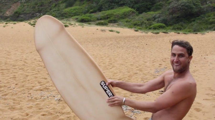 Surfer Gets Radical On Giant Dick Surfboard