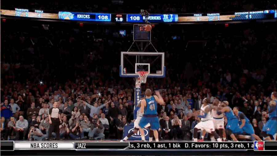 Dirk Nowitzki And Poor Fan Combine For Definitive Knicks GIF