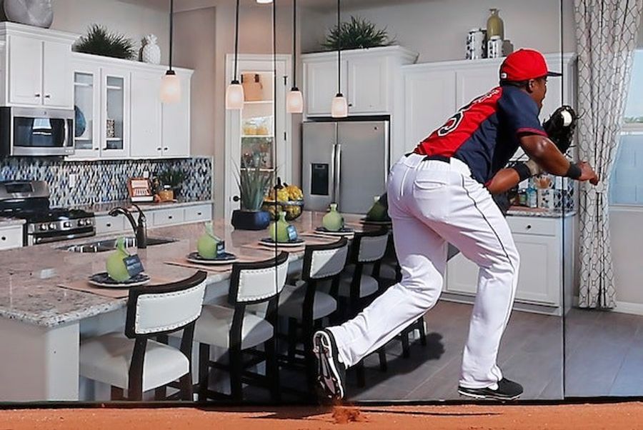 Painted Outfield Wall Makes For A Great Optical Illusion