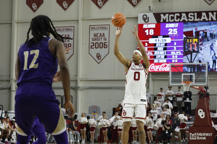 Jalon Moore scores 19 2nd-half points as No. 21 Oklahoma tops winless Alcorn State