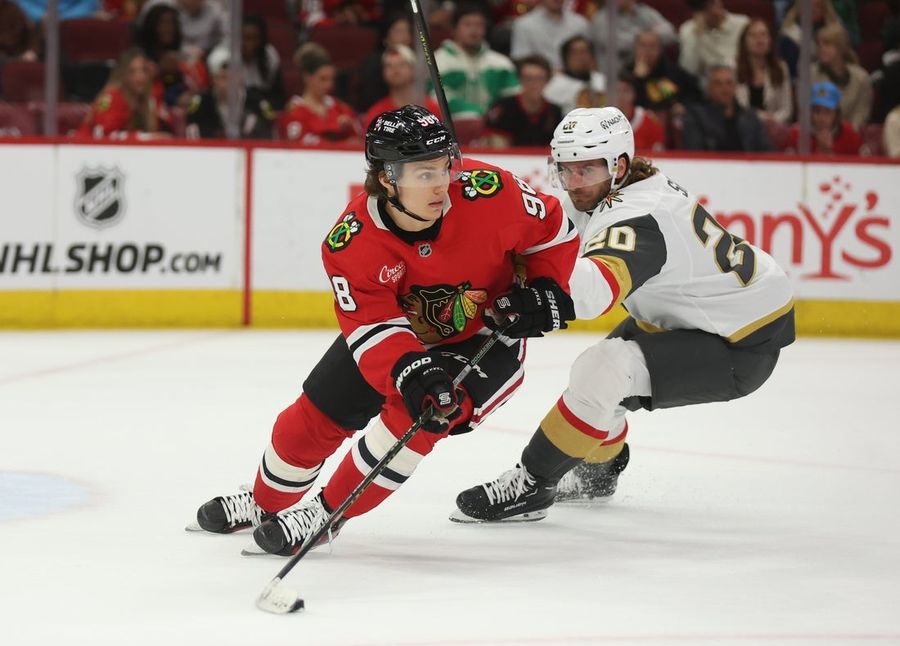 Pavel Dorofeyev's late tally lifts Knights past Blackhawks