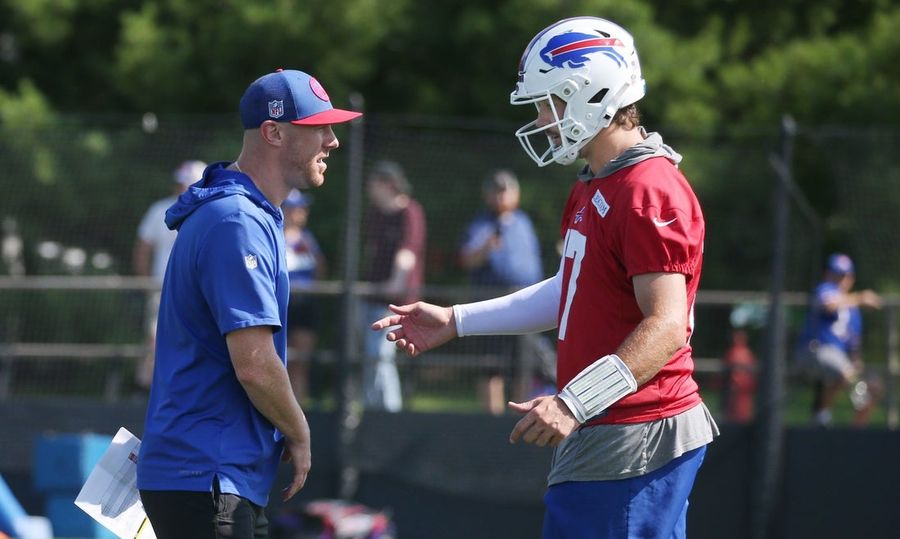 Josh Allen on crutches as Bills introduce coach Joe Brady