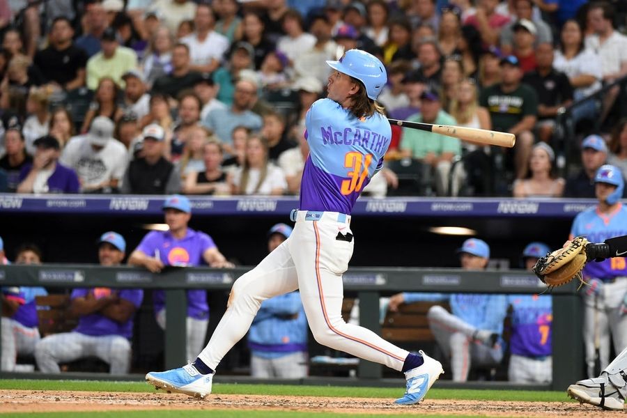 Resumo da MLB: Jake McCarthy, dos Rockies, acerta um home run e um grand slam logo no início da partida.