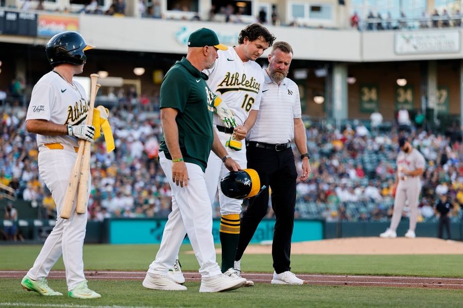 Athletics' Nick Kurtz headed for MRI on left forearm