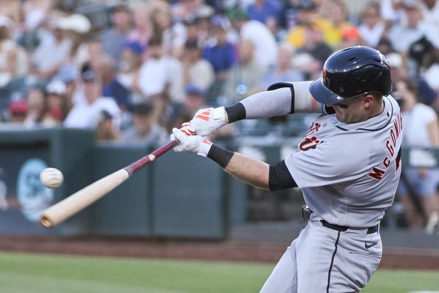 Kevin McGonigle, Tigers pile up hits to down A's