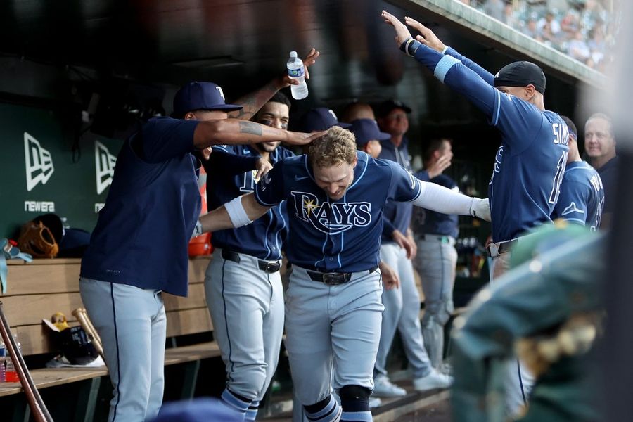 MLB roundup: Rays match team record with 6 homers in rout of A's
