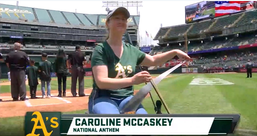 The national anthem played on a saw? Now I’ve seen everything
