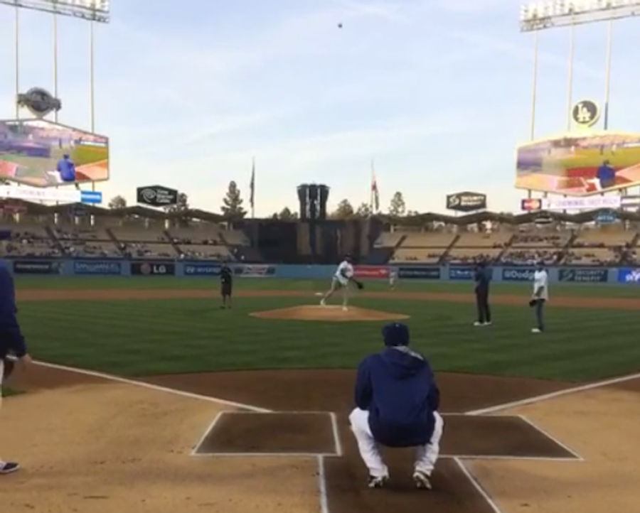Nick Young&#39;s First Pitch For The Dodgers Was Horrendous