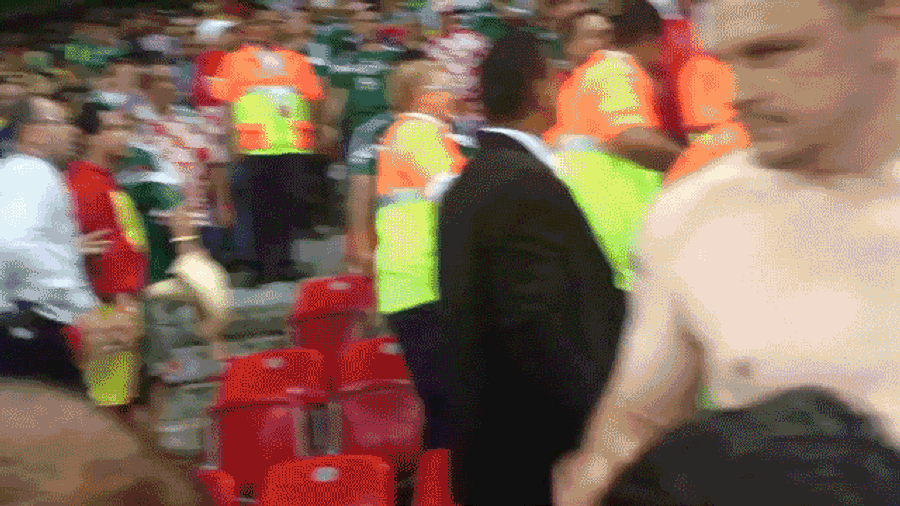 Croatia Vs. Mexico Fan Brawl Features Shirtless, Smoking Hero