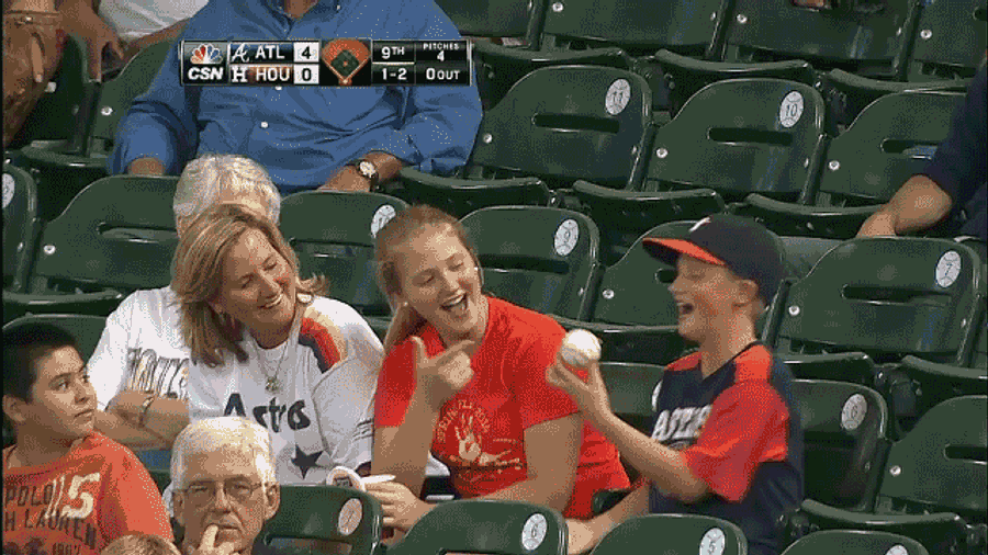 Young Astros Fan Gets Foul Ball, Licks It, Gets Slapped