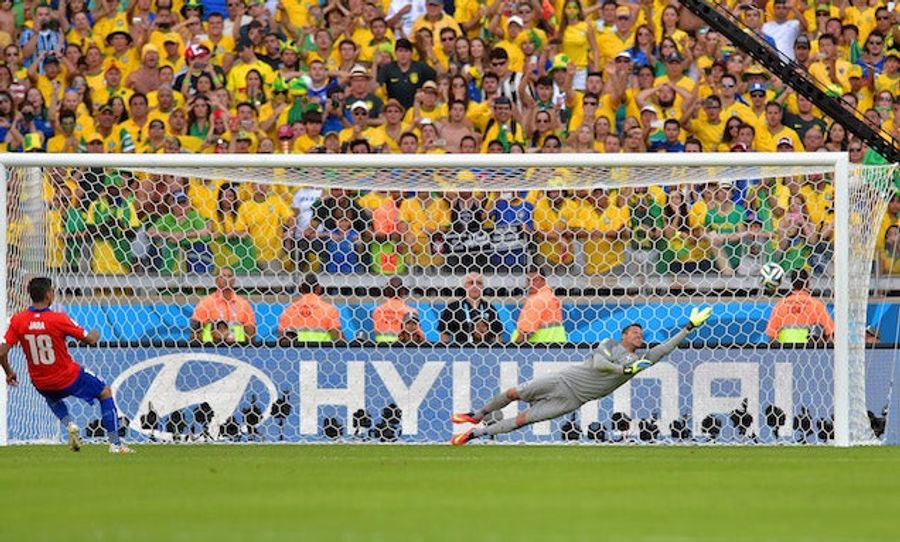 Brazil's Goalkeeper And Goal Frame Keep Them From Falling To Chile