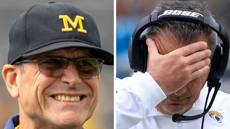 Jim Harbaugh told us how Urban Meyer’s tenure with the Jacksonville Jaguars would end