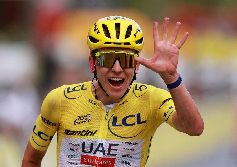 Tadej Pogacar rides away with record-tying fifth Tour de France title