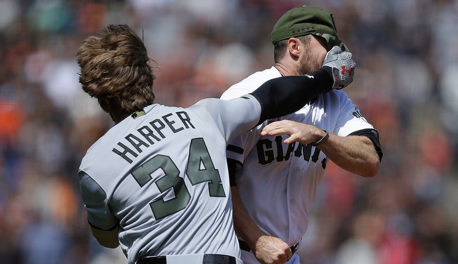 MLB Suspends Bryce Harper And Hunter Strickland For Entertaining Brawl