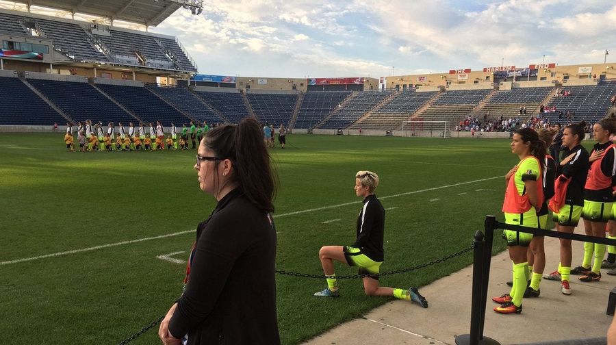 Megan Rapinoe Joins Colin Kaepernick, Kneels During National Anthem