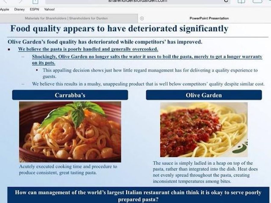 Wall Street: Olive Garden Makes Bad Food Badly