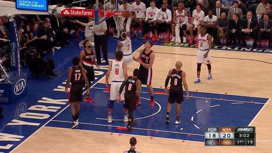 Carmelo Anthony Rejected, Thrown To The Floor By The Rim
