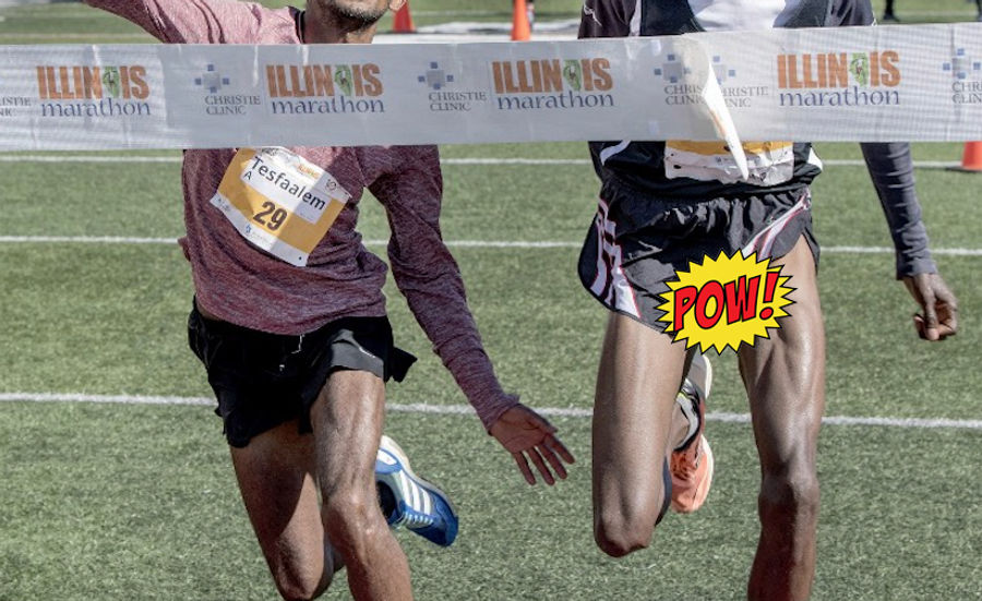 Mischievous Dong Photobombs Marathon Photo Finish [NSFW]