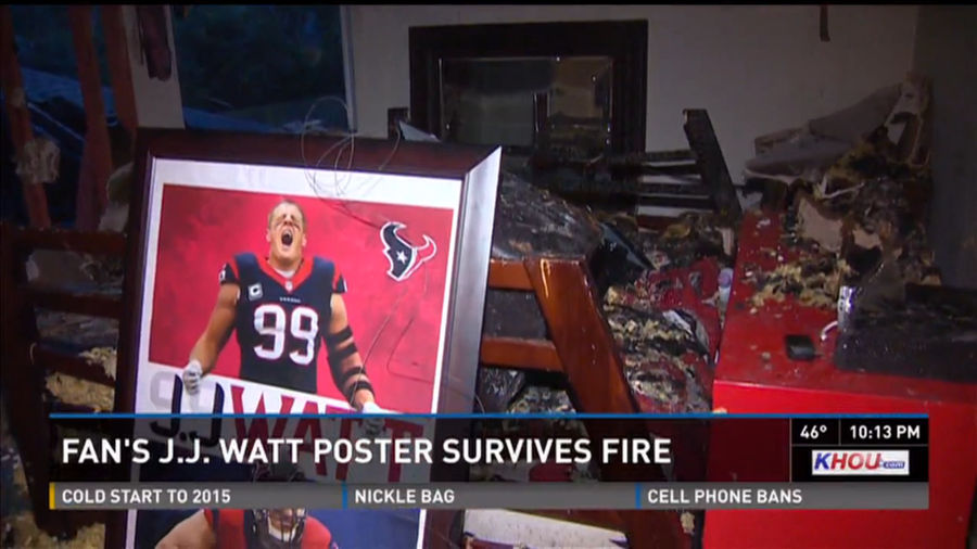 Miracle J.J. Watt Poster Survives House Fire
