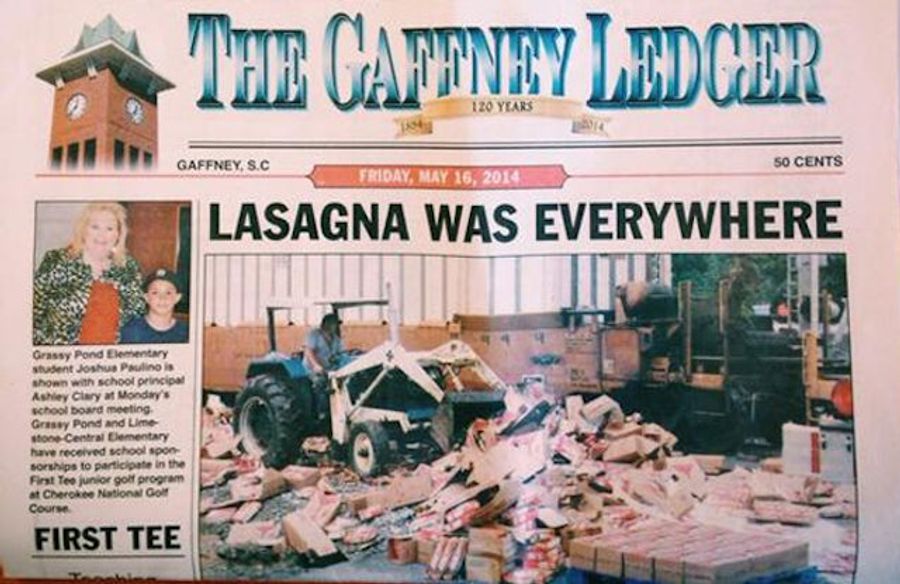 Lasagna Disaster Inspires Incredible Headline