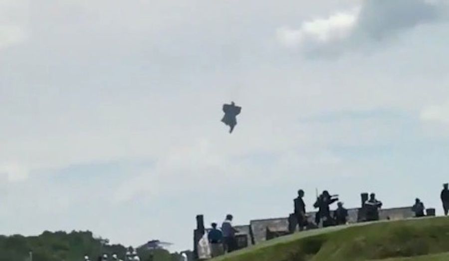 Blimp Catches Fire, Crashes At U.S. Open; Spectators Say Pilot Parachuted Out [Updating]