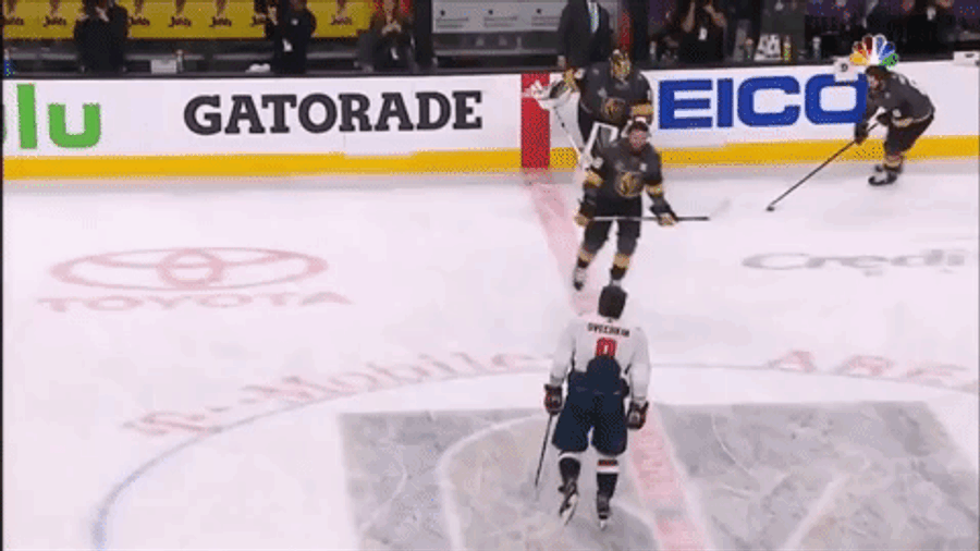 Ovechkin And Fleury Say Hello, With Sticks