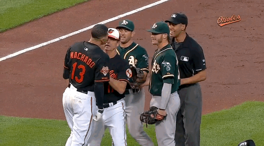 Benches Clear Because Manny Machado Did Not Like Josh Donaldson&#39;s Tag
