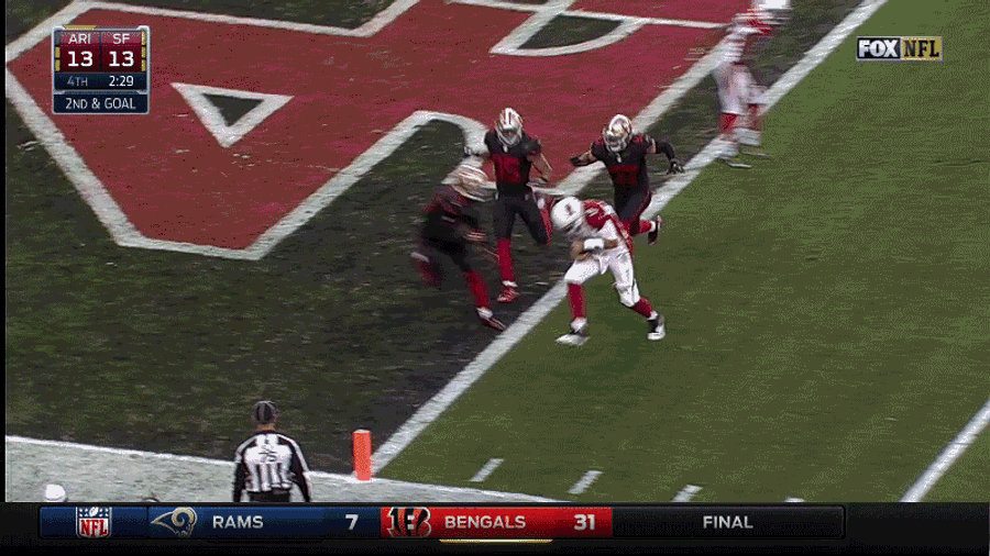 Carson Palmer Runs For A Touchdown, Eats It