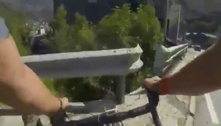 Cyclist Takes Nosedive Into A Ravine, Films The Whole Thing