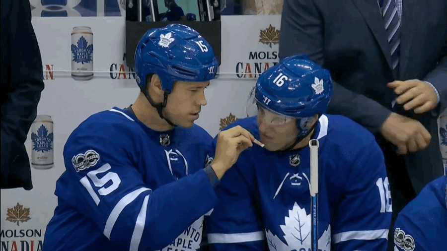 Matt Martin And Mitch Marner Bond By Huffing Smelling Salts