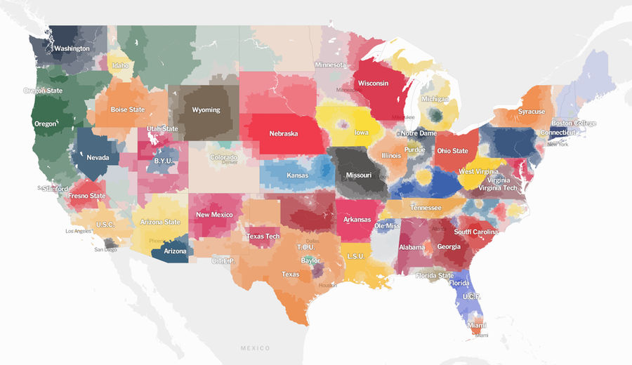 Which College Football Team Does Your Hometown Root For?