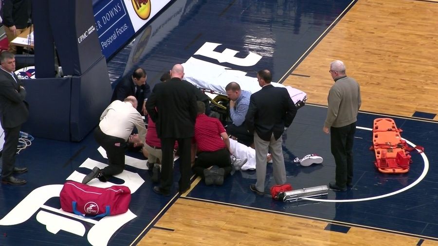 Saint Joseph&#39;s Player Taken Off In Stretcher After Brutal Leg Injury