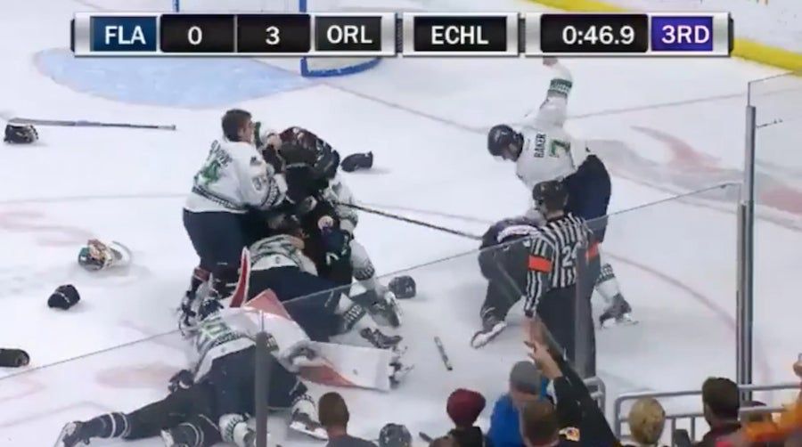 Minor League Hockey Teams Knock The Stuffing Out Of Each Other