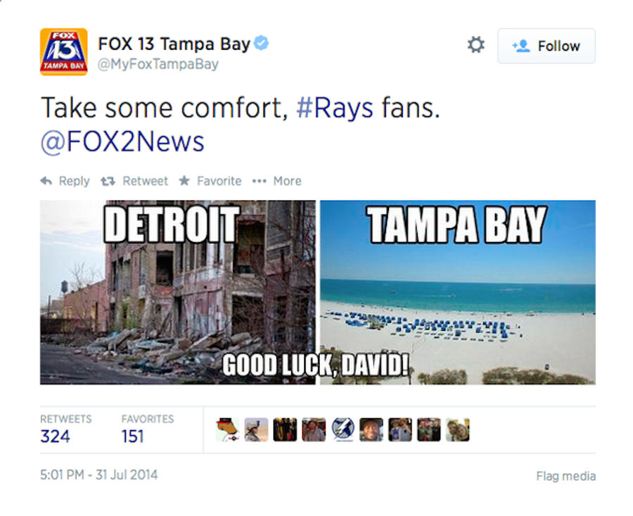 Tampa Bay Station Makes Fun Of Detroit; Detroit Station Burns Them Back