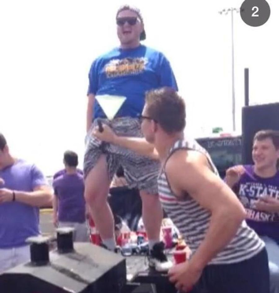Gronk Tailgates K-State Spring Game, Is Amused By Beer Bong In Pants