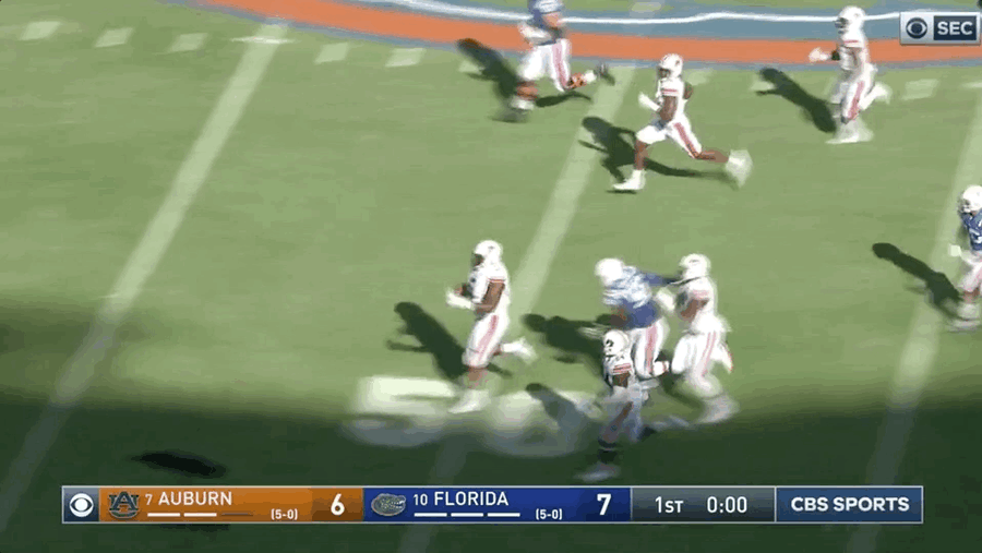 Big Boy Auburn Defender Rumbles Until He Tumbles After Recovering Fumble