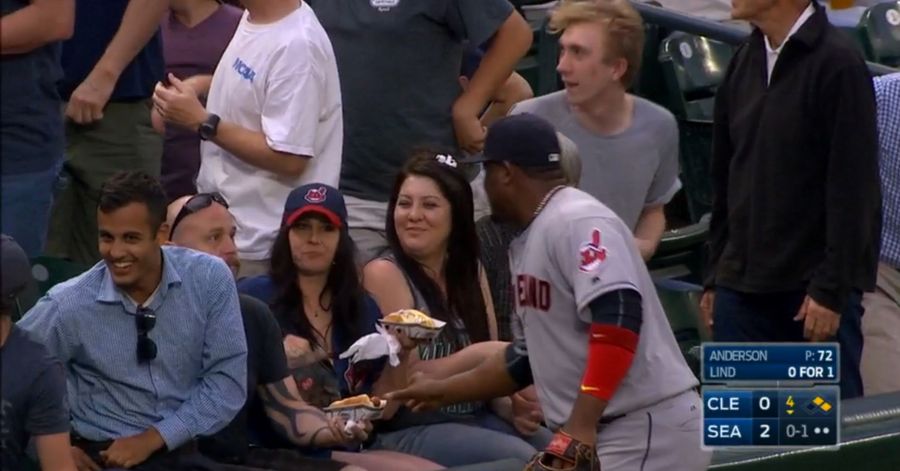 Juan Uribe Grabs Fan's Weenie